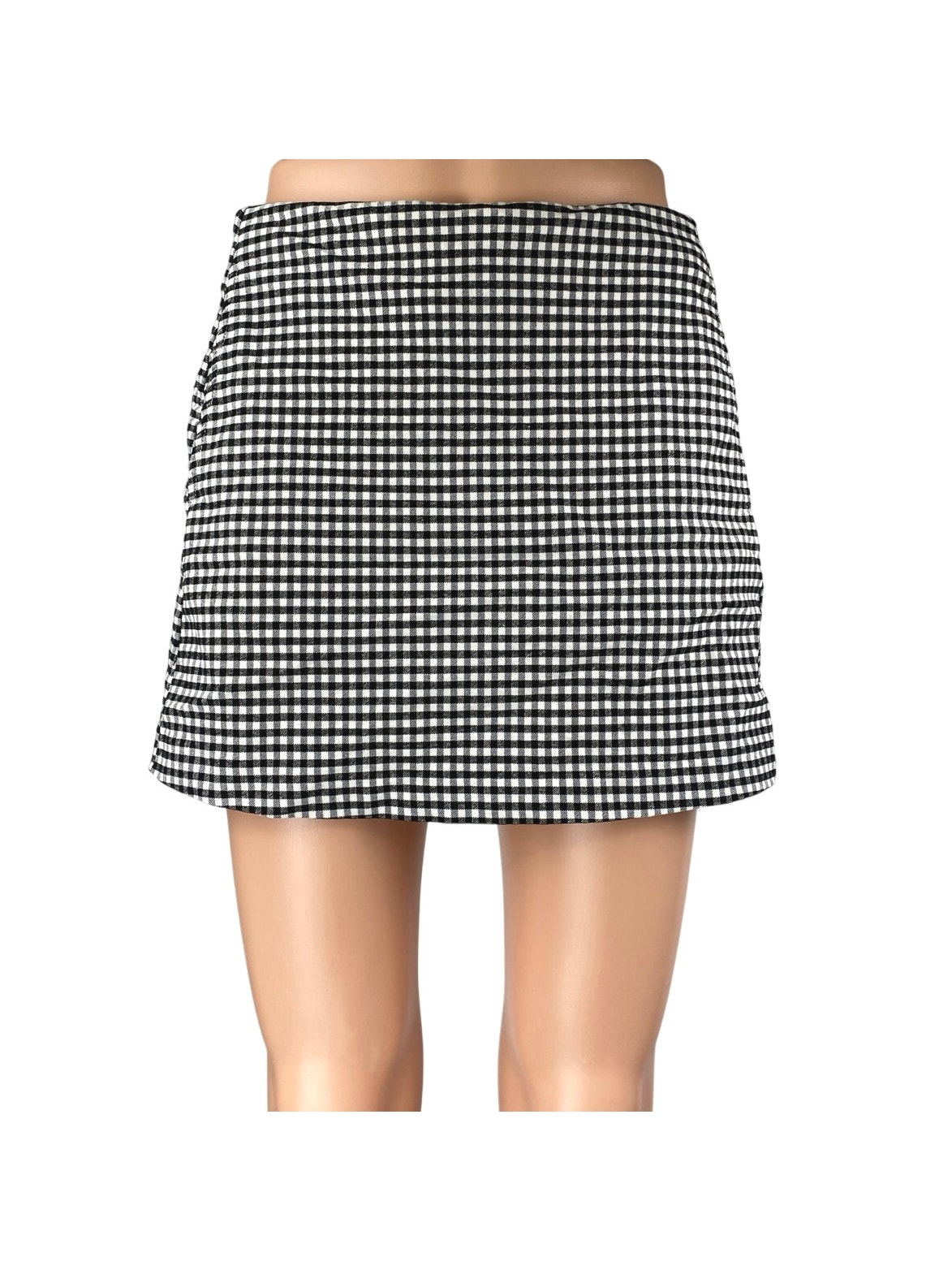 Urban Outfitters Black White Gingham Checkered Pocket A Line Mini Skirt Size S